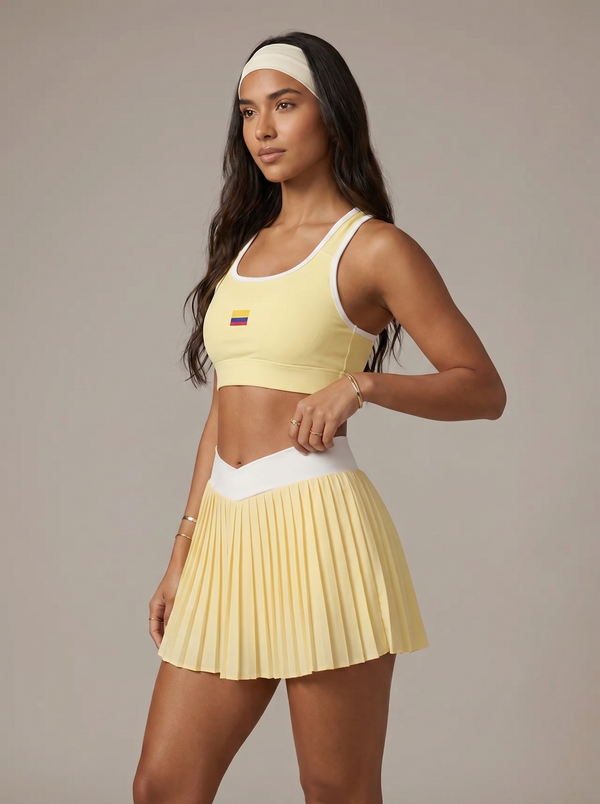 Colombia Pastel Yellow Mini flag Sports Bra